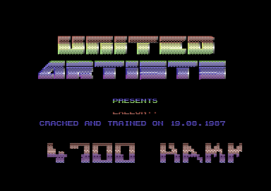 Screenshot of "Exolon" - Crack: United Artists - Trainer: +3 - Published by Hewson Consultants Ltd. on Commodore 64 (1987)