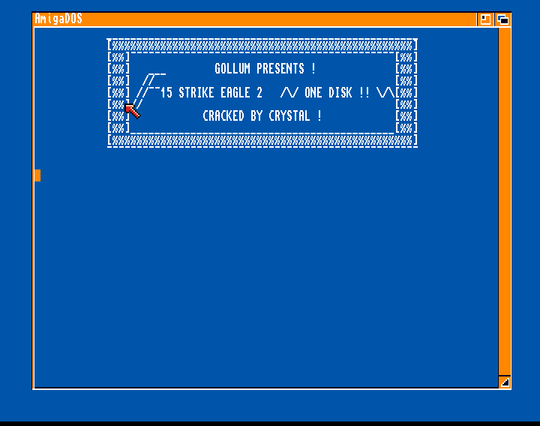 Screenshot of "F-15 Strike Eagle II" - Crack: Crystal (CSL) - Intro Hack: Gollum - Published by MicroProse on Commodore Amiga (1991)