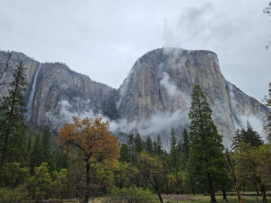 El Capitan. Incredible view with clouds around the formation.