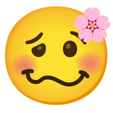 Emoji Kitchen combo emoji: cherry blossom + woozy face