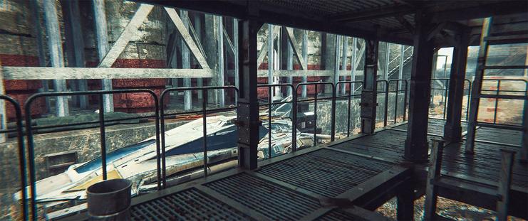 Wide shot, exterior, day -

A small, 3-person flyer hovers in a narrow opening between two abandoned buildings in a Russian industrial site. The ground is covered in trash and debris, but the structures themselves are intact.