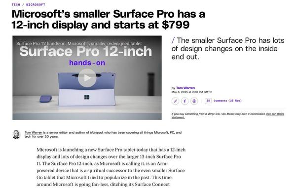 New 12-Inch ARM Surface Pro
