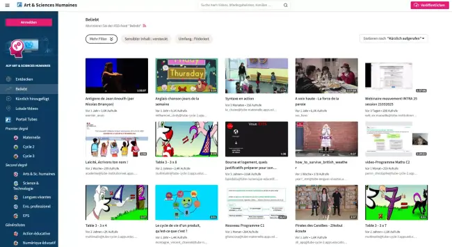 Ein Screenshot einer Peertube-Instanz.