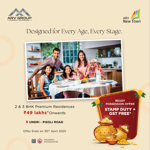 Looking for new projects in Undri? Discover ARV New Town – a premium residential development offering modern 1, 2 & 3 BHK flats with world-class amenities and excellent connectivity to major hubs of Pune. Perfect for homebuyers and investors, this project blends comfort, affordability, and convenience in one of Pune's fastest-growing locations. Explore spacious homes designed for your lifestyle.