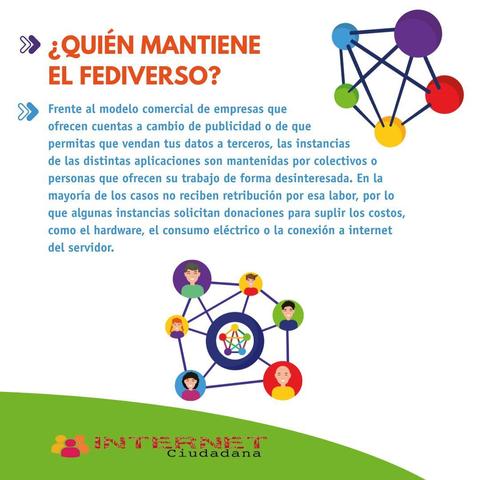 Cartel descriptivo con información sobre quién mantiene el fediverso