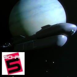 Sci-Fi 5 title card featuring the ship from Quark, which premiered on May 7, 1977. 