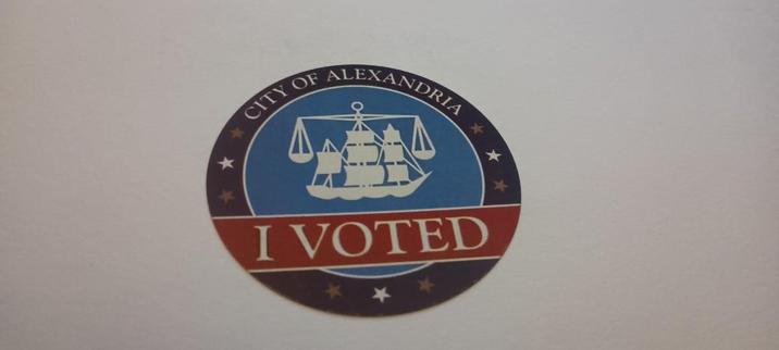 An "I voted" sticker from the independent city of Alexandria in the Commonwealth of Virginia.