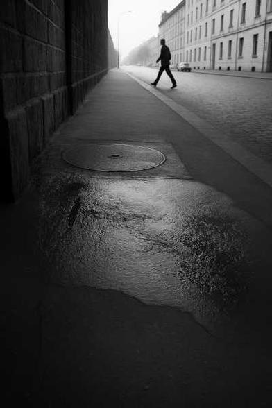 rue, ville, silhouette