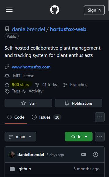 A picture showing 900 stars of the HortusFox repository on GitHub.
