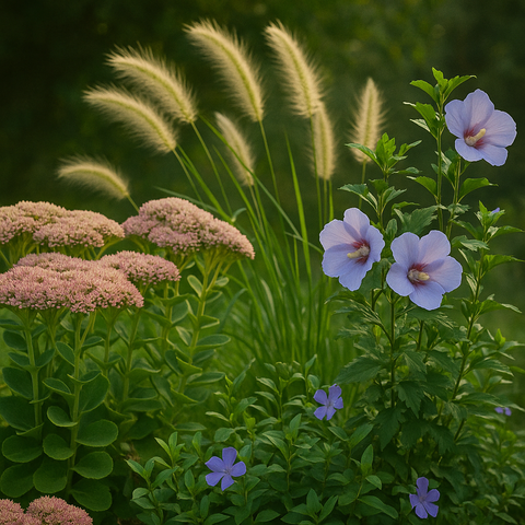 Lavendel
Wilde Fetthenne
Lampenputzergras
Hibiskus
Immergrün