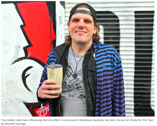 🇨🇦 Remembering Trey Helten, a DTES Pillar and ‘Best Friend’
https://thetyee.ca/News/2025/05/08/Remembering-Trey-Helten

* artist, activist, animal lover, community champion will be honored Saturday. Everyone is welcome. 🙏

Trey Helten, advocate for drug users in Vancouver, dead at 42
https://www.cbc.ca/news/canada/british-columbia/trey-helten-obit-vancouver-advocate-1.7517609
Friends remember Helten as approachable, empathetic, inspiring

Overdose Prevention Society
https://www.vancityops.com/

 Get help with substance use
https://www.canada.ca/en/health-canada/services/substance-use/get-help-with-substance-use.html

#Vancouver #TreyHelten #DTES #OPS #BritishColumbia