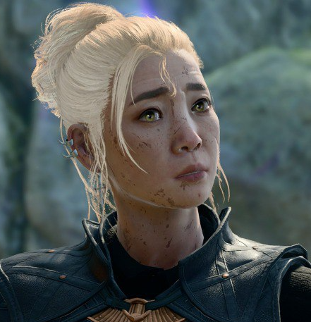 In-game screenshot of the same character in BG3