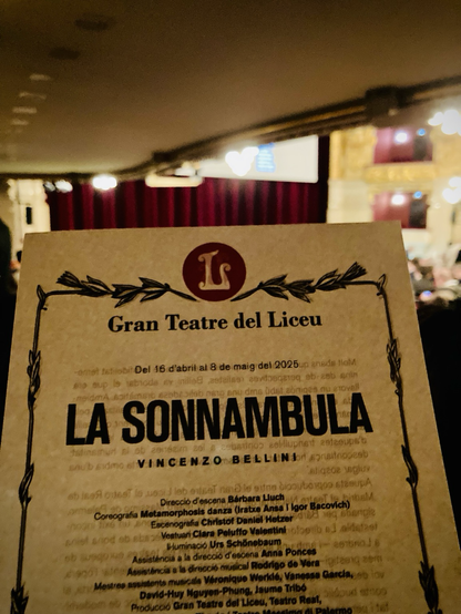 Programme leaflet for Là Sonnambula at Liceu Barcelona 
