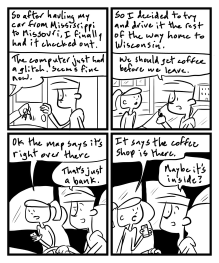 Illustration of four panel comic