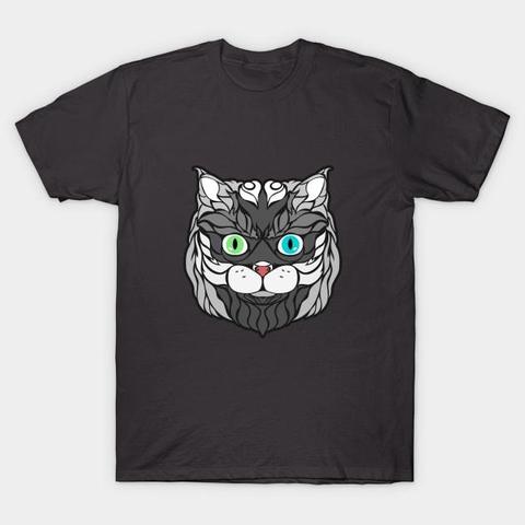 silver cat drawing, pod t-shirt design teepublic.com
