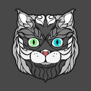 silver cat face drawing teepublic.com