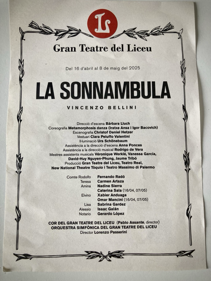 Full cast of La Sonnambula at Barcelona’s Liceu