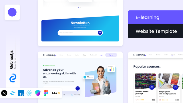 E-learning NextJs Free Landing Page Template