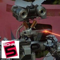 Title Card from Sci-Fi 5 episode for May 9, 2022 featuring Johnny 5 from the film Short Circuit.