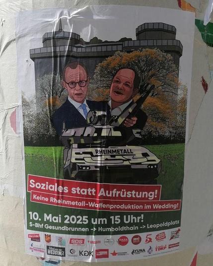 Soziales statt Aufrüstung! Keine Rheinmetall-Waffenproduktion im Wedding!

2025

#rheinmetallentwaffnen #b1005 #berlinposter #politicalposter #sozialesstattaufrüstung