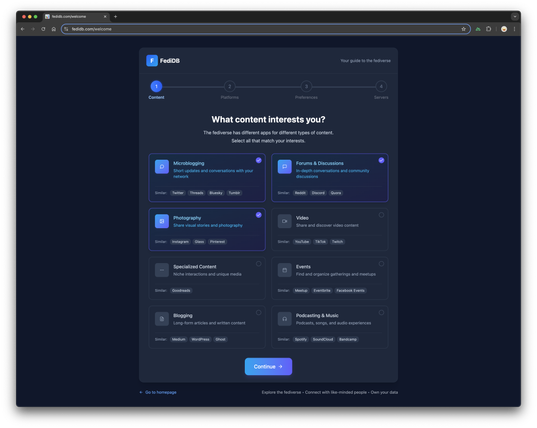 FediDB Onboarding Step 1