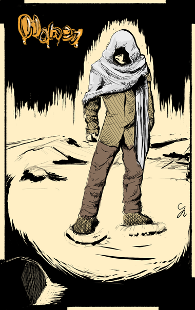 cover of the honey oneshot comic picturing a guy with a hooded scarf on his head standing in the desert