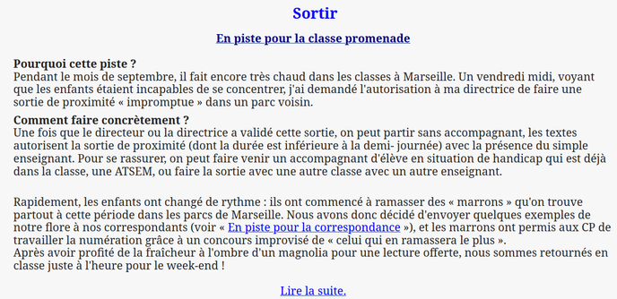 lettre d'info Freinet 87 mai 2025
En piste pour la classe promenade