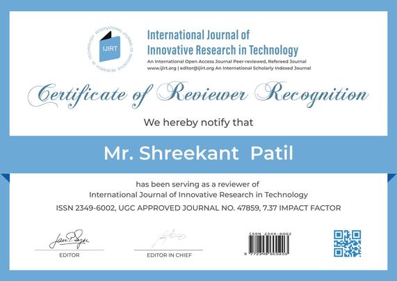 CE Shreekant Patil is founder at PARENTNashik, (100 % Export to Europe). He is Committee chairman at NIMA Startup Hub, Maharashtra Chamber of Commerce, Vice President at IBSEA, GFID & MSMECCII, Advisor at United Marathi International Chamber,  GIBF, Founder member at FOEII University, Delhi, Chartered Engineer with DGFT, Valuer, with 30 years of industrial experience now Sr. Consultant at NPC India (Under Ministry of Commerce & Industry – Govt of India). Mentor at Govt of India Initiatives: MAARG, BHASKAR, Startup India, WEP, STPI, BIRAC, AYE, MeitY Startup Hub, IIT Bombay, IIT Madras, Certified LEAN, ZED, Consultant, Euro Exim Bank, AfDB, Asian Development Bank, SIDBI, United Nations, European Commissions, Registered (Govt of India) Trainer, Assessor at NSDC (Skill India), PoP at UGC, Volunteer Startup Mentor at AICTE – Vidyanjali Programme, Independent Director, Niryat Bandhu, Udyami Mitra at Khadi India, Associated with EEPC, SEPC, APEDA, Council member at International Trade Council – Business for innovation & technology, member, reviewer, mentor at Asian Council of Science Editors, IFERP, Global Harmonization Initiative, Cluster collaboration- European Union, mentor at MentorMe program of European Institute of Innovation and Technology (EIT), Sustainability Ambassador for UNSDG – SPSC- UK. 