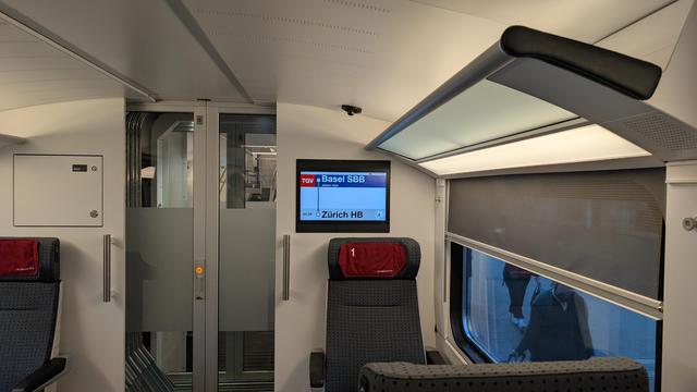 Display in the train, "TGV" from Basel SBB to Zurich HB without intermediate stops, departure 19.33