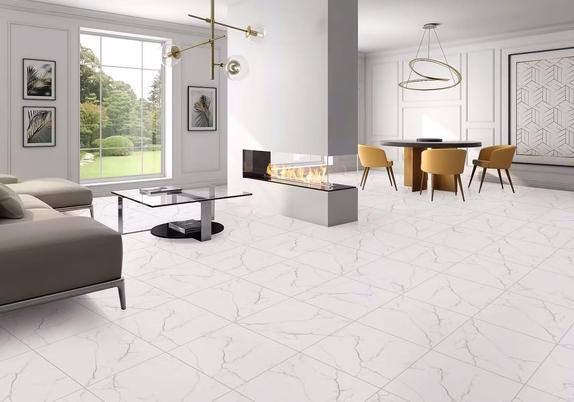 Luxurious Statuario Marble flooring in a Dubai villa interior, showcasing timeless elegance.