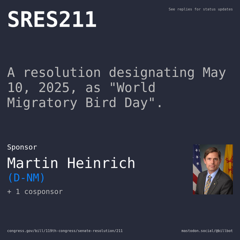 Description of SRES211, and a depiction of its sponsor, Martin Heinrich.