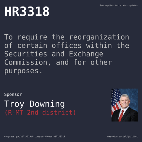Description of HR3318, and a depiction of its sponsor, Troy Downing.