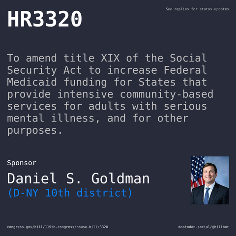 Description of HR3320, and a depiction of its sponsor, Daniel S. Goldman.