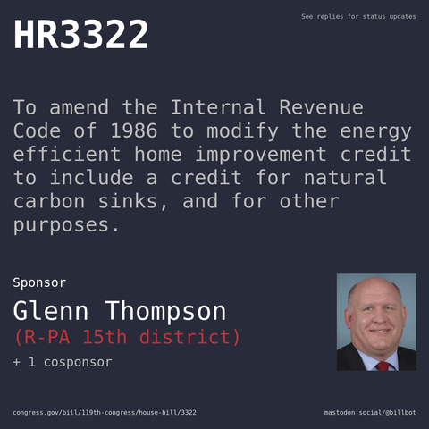 Description of HR3322, and a depiction of its sponsor, Glenn Thompson.