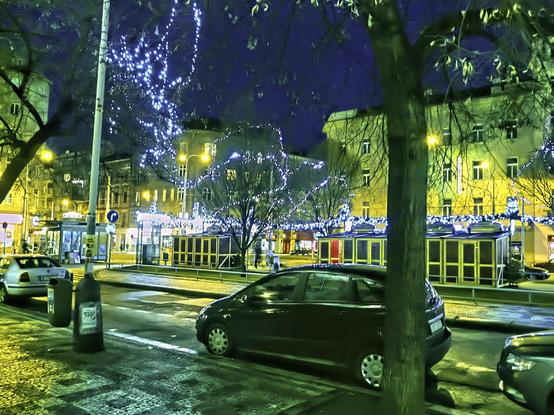 Prague, night street scene, 2012.