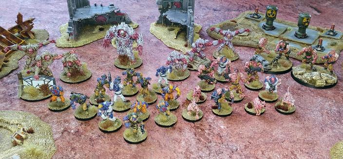 Finished Strike Force of the Plague for mantics Firefight / Deadzone. 1 Stage 1A Plague Lord, 6 Stage 2A Leapers, 6 Stage 3A Ghouls, 4 Plague Dogs, 12 Stage 3Z Plague Zombies and 2 Stage 3A Weapon Teams.