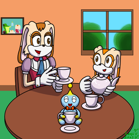 Cream the Rabbit is hosting a tea party for her mother, Vanilla.