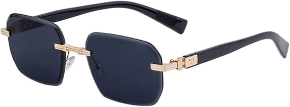 Unisex Rimless Diamond Cut Lens Sunglasses