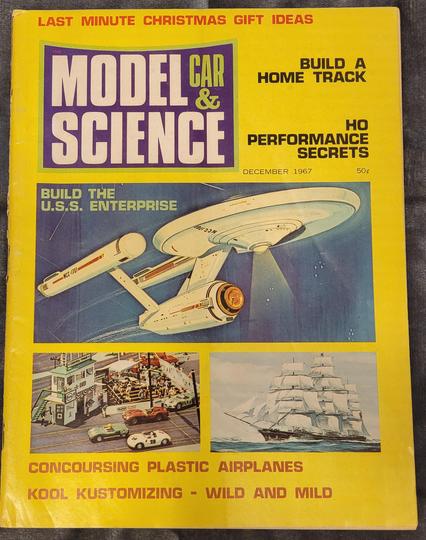 Cover of December 1967 issue of Model Car & Science magazine featuring "Build the U.S.S. Enterprise".
