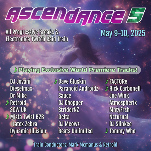 Ascendance 5 flyer with the DJ lineup