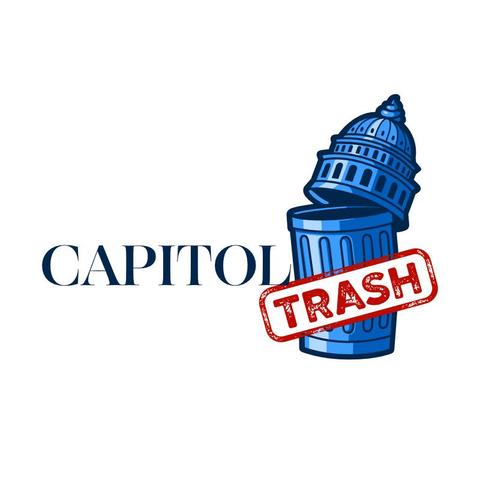 Capitoltrash.com logo of a garbage can with the Capitol Building as the lid.