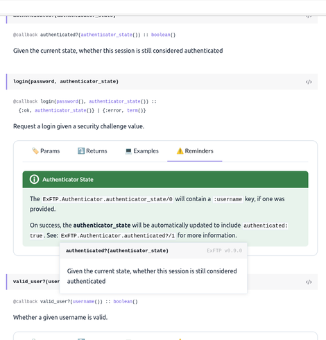 Some code documentation where the author has spent some time making it nice and usable.
