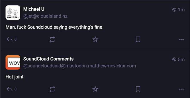 screenshot of 2 soundcloud related posts