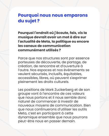 Pourquoi Mastodon et Pixelfed ?
Mastodon et Pixelfed sont des alternatives à Facebook, Instagram ou encore X (que la Fracama a quitté en décembre dernier ainsi que certaines structures de la fédération).
Ces réseaux dits alternatifs sont basés en Europe, codés de manière libre et accessible (Open Source), ils sont indépendants, modérés de manière équitable et n'utilisent pas de publicités invasives. Ils ne peuvent ainsi pas être manipulés par des individus qui imposeront leurs volontés unilatéralement sans respecter les droits humains.