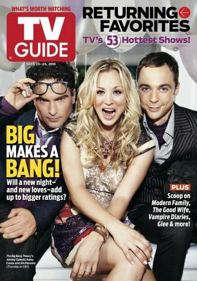 Magazine cover with cast of The Big Bang Theory on cover.
