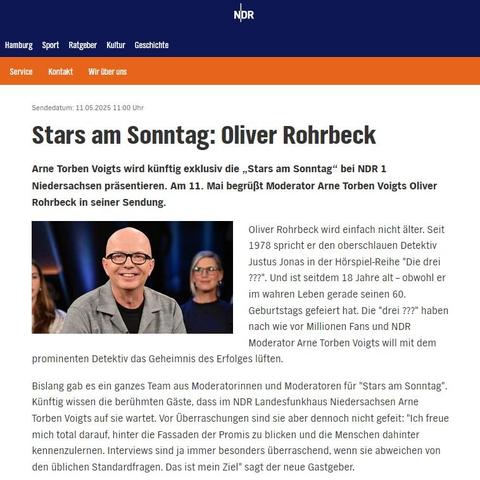 Screenshot: https://www.ndr.de/ndr1niedersachsen/Stars-am-Sonntag-Oliver-Rohrbeck,starsamsonntag202.html