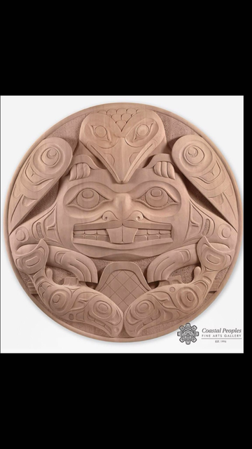 Beaver Steals Salmon panel by artist Don Yeomans.