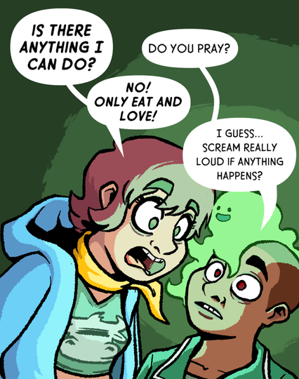 Shelley, the main character of book 1 is a cute trans weirdo who is a compulsive joke-maker. I have recently been informed that she is likely on the autism spectrum, and has ptsd and borderline personality disorder. This was news to me!
