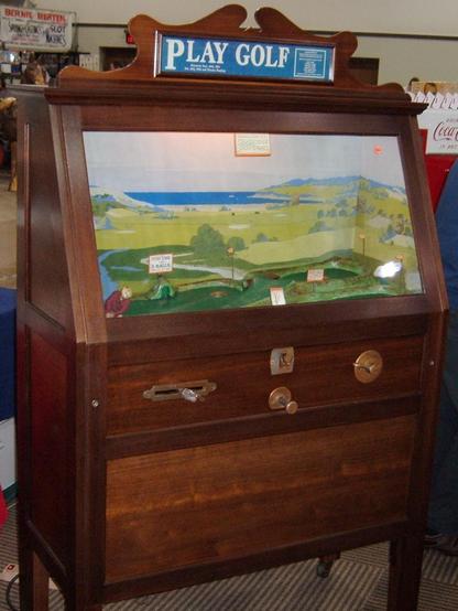 A cabinet of the Play Golf machine by Chester-Pollard Amusement Co.

https://www.pinrepair.com/arcade/chgolf.htm
