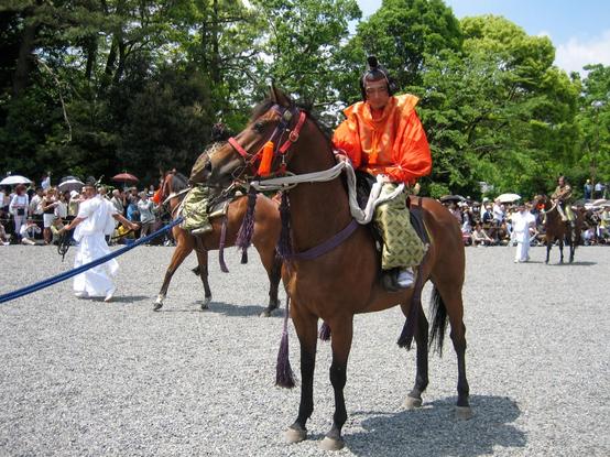 Participants dress in Heian period costumes for the Aoi Matsuri parade on May 15th. 36 horses and 4 oxen also participate.